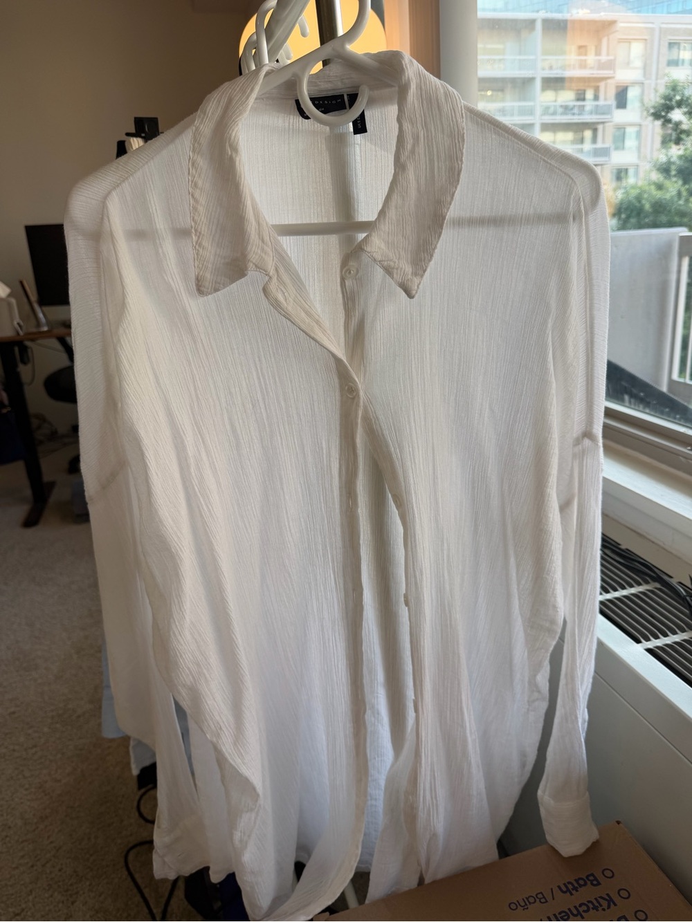 New! ASOS Lightweight White Beach Cover Up Button-Up Shirt women’s 4